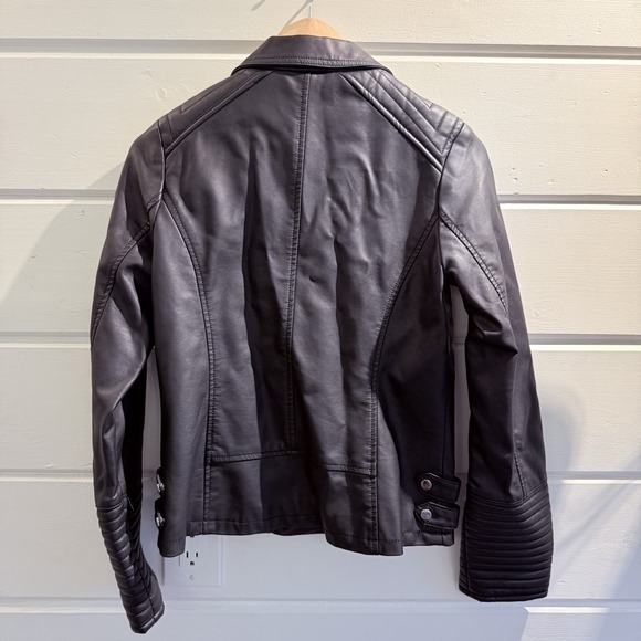 Art Class Faux Leather Black Moto Jacket zip up motorcycle biker coat Size XL - Picture 4 of 9